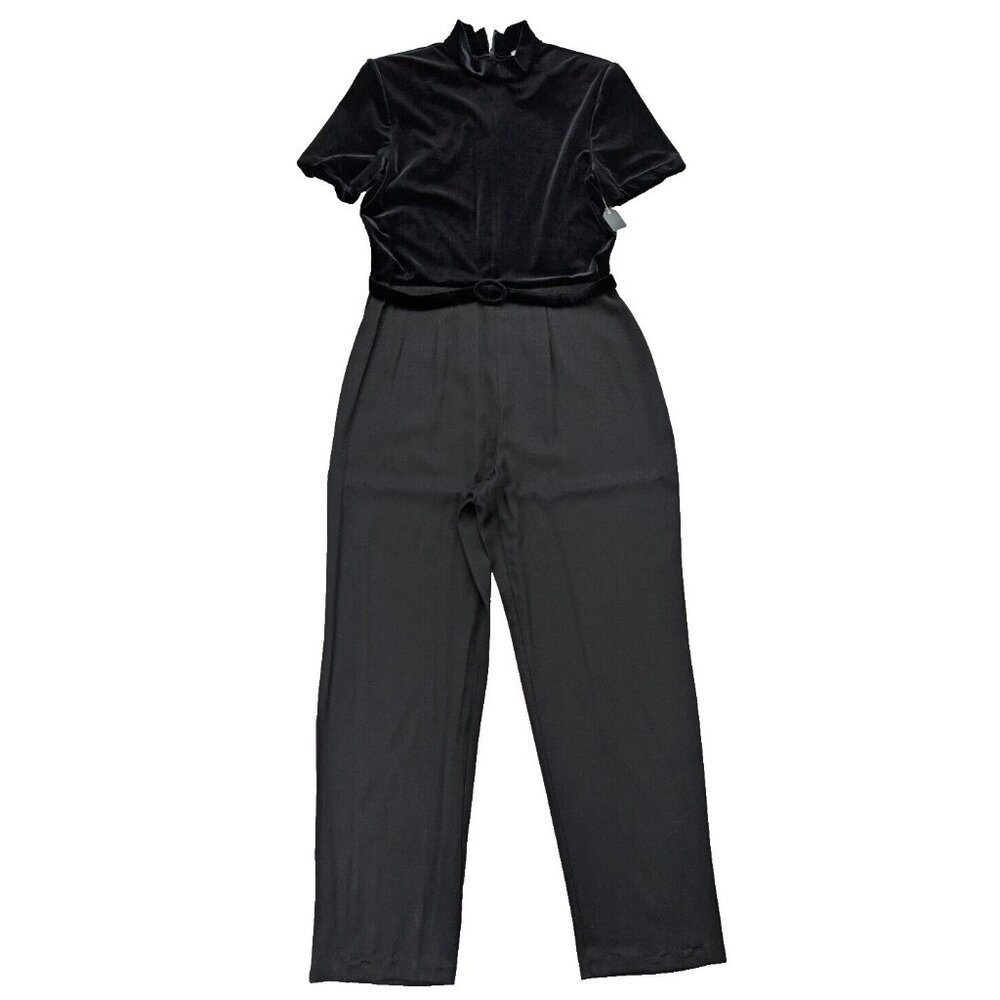 Vintage 90s Women's Jumpsuit Size 12 Victoria Stephens Black Stretch Goth Gothic